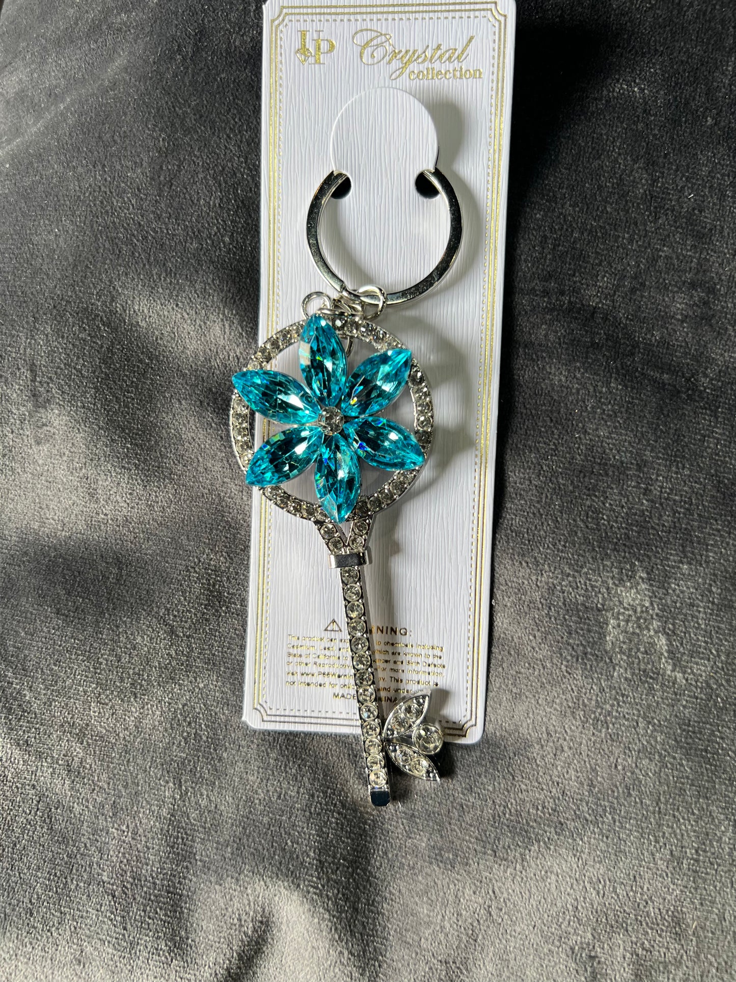 SILVER BLING FLOWER PURSE CHARM/KEYCHAIN