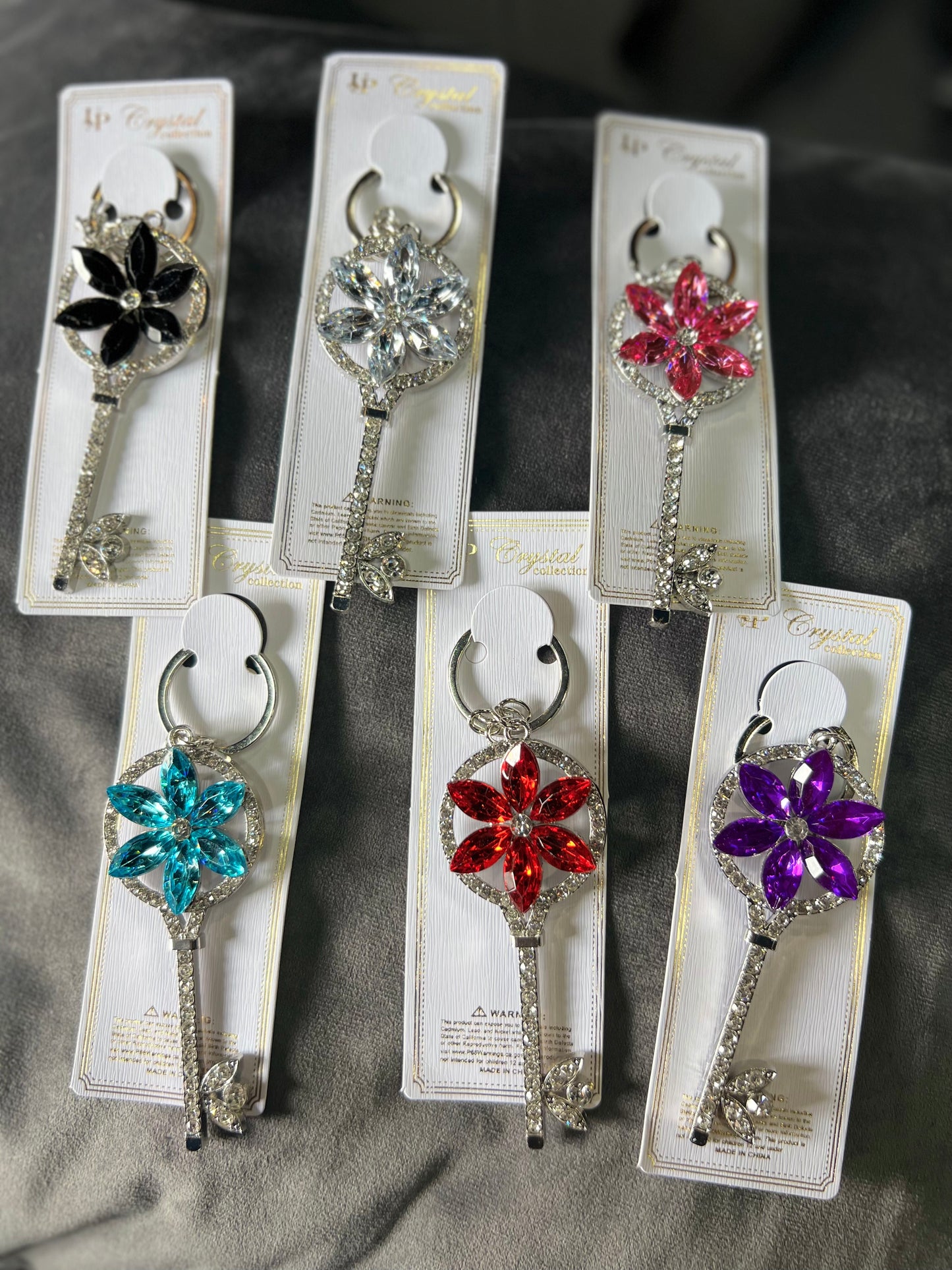 SILVER BLING FLOWER PURSE CHARM/KEYCHAIN