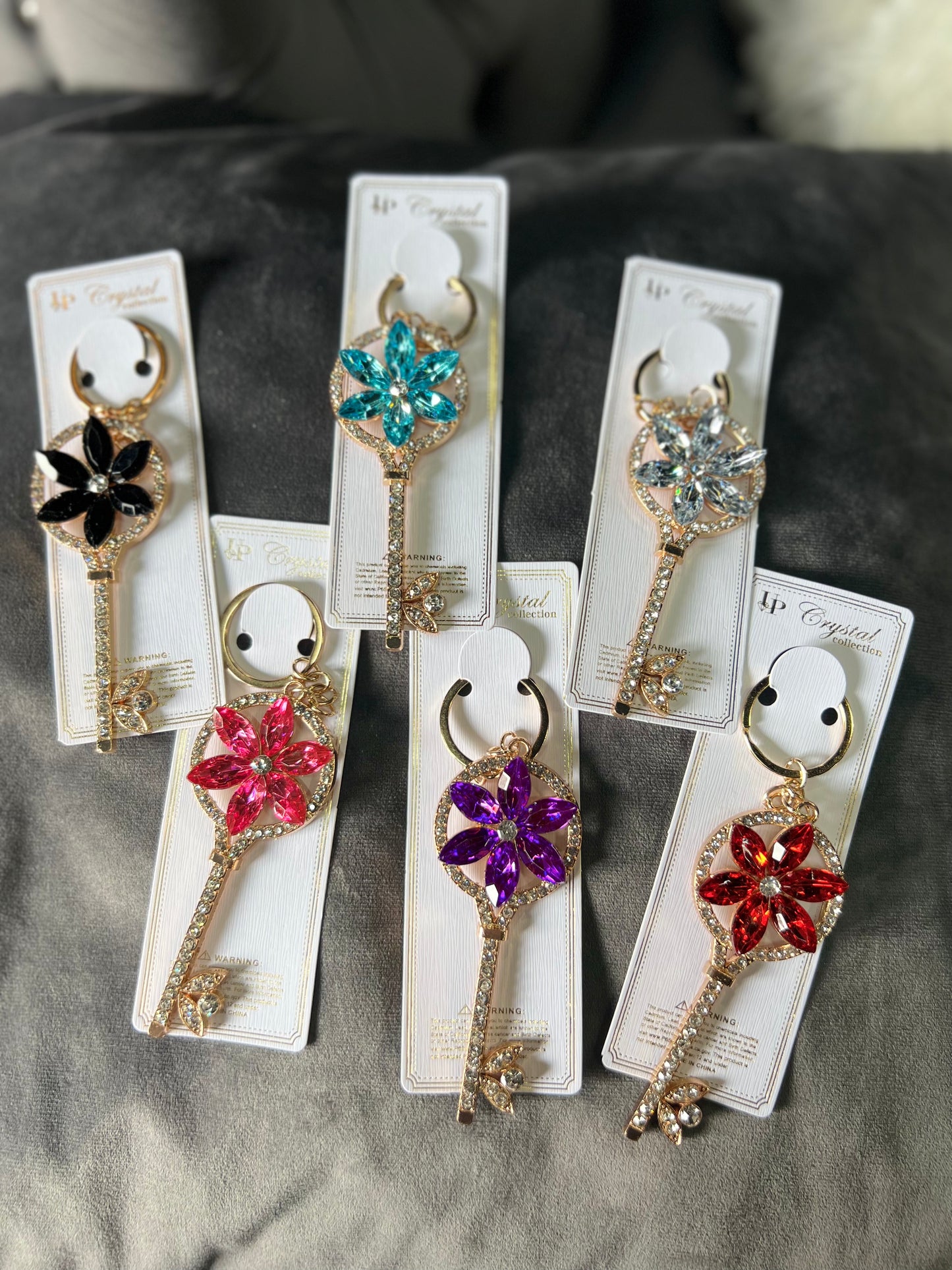 GOLD BLING FLOWER PURSE CHARMS/KEYCHAINS