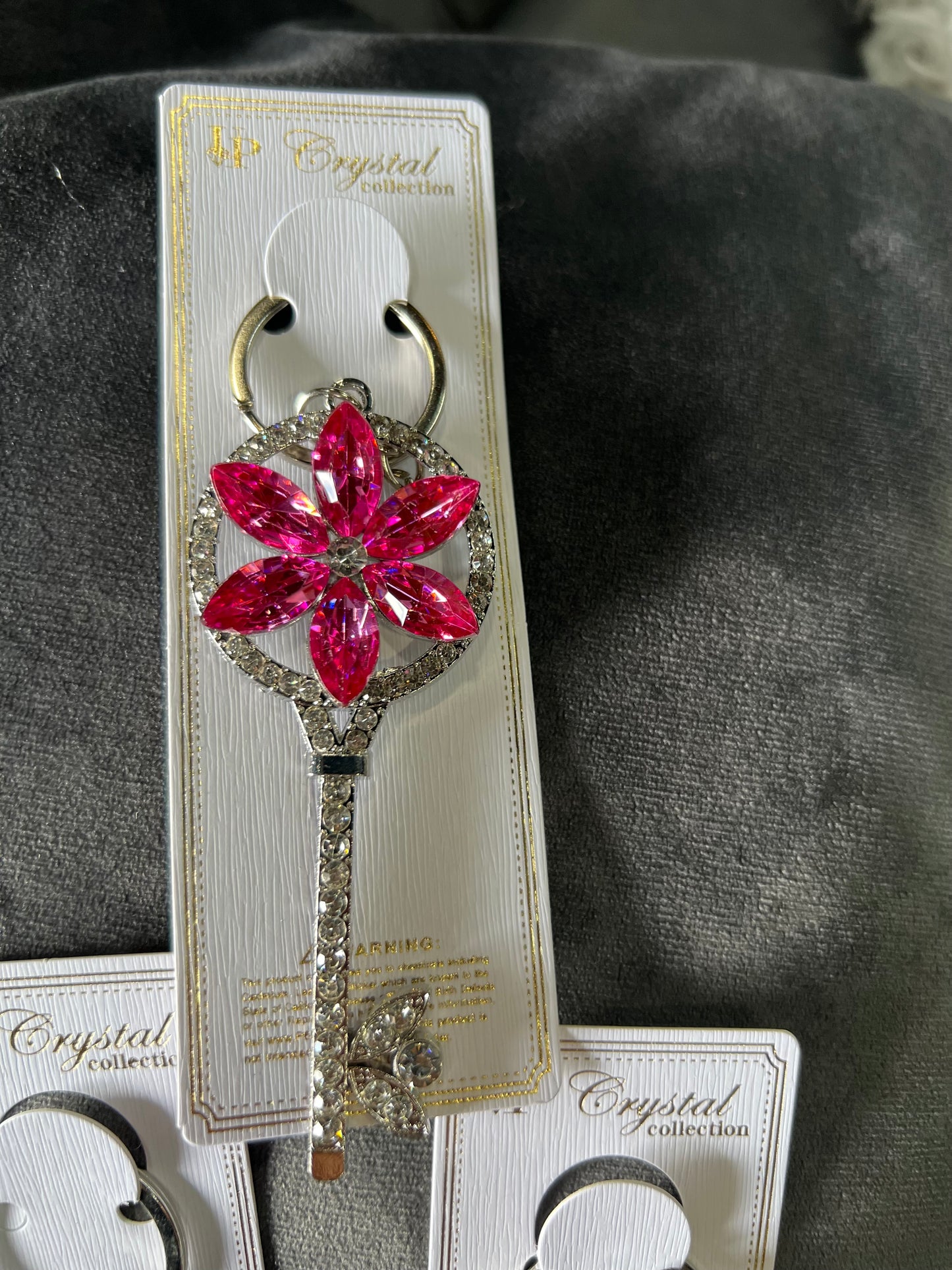 SILVER BLING FLOWER PURSE CHARM/KEYCHAIN