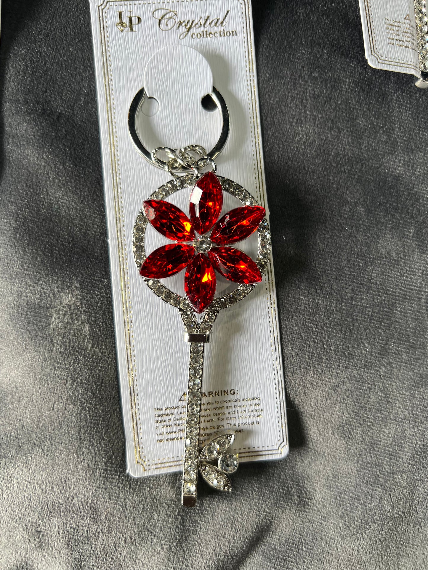 SILVER BLING FLOWER PURSE CHARM/KEYCHAIN