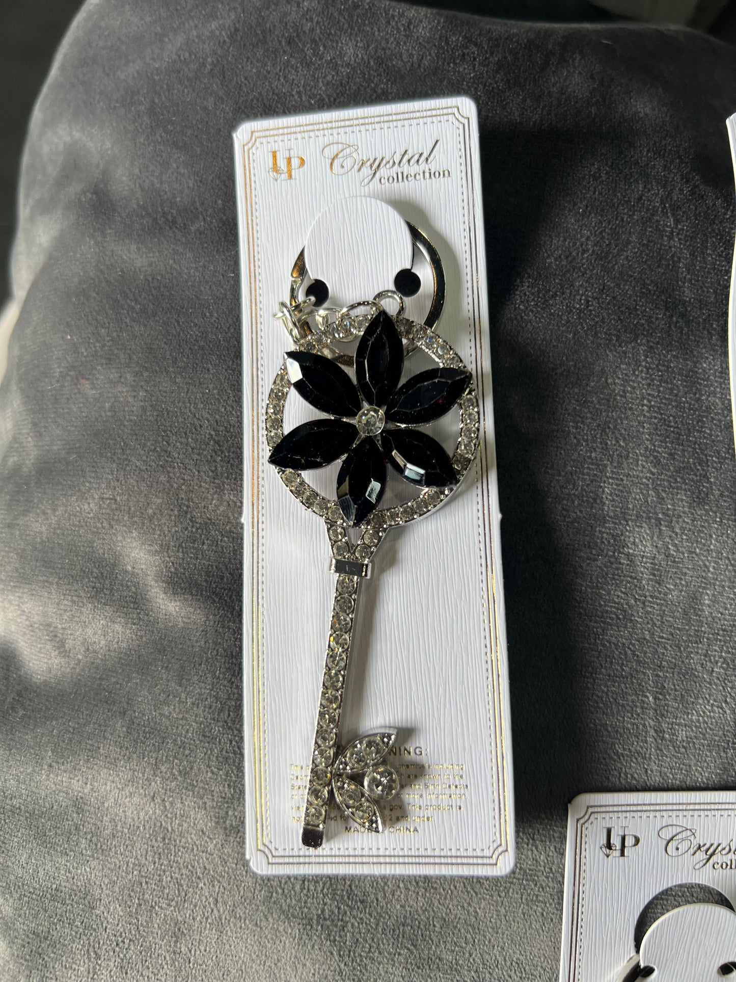 SILVER BLING FLOWER PURSE CHARM/KEYCHAIN